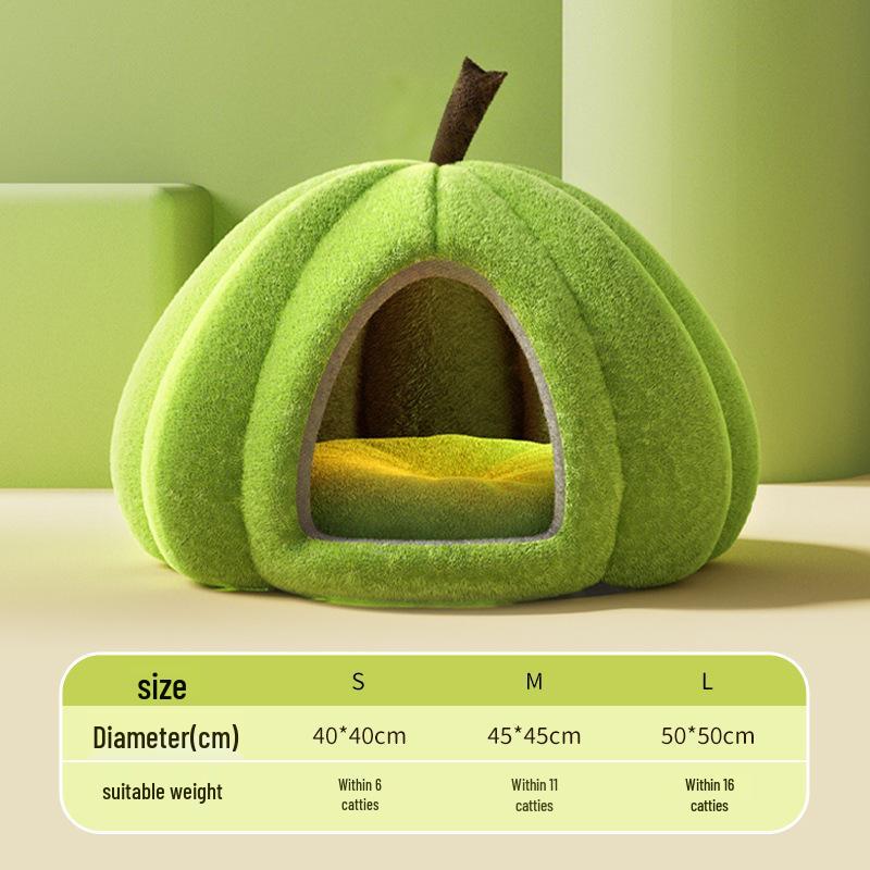 Pumpkin-shaped Pet Bed for Cats and Dogs, Providing a Cozy, Secure Sleeping Space and Hiding Spot.
