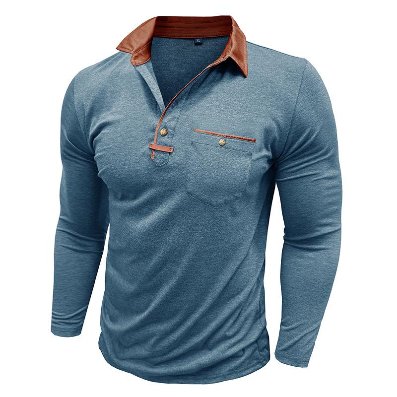 Men’S Long Sleeve Polo Shirt Casual Slim Fit Henley Collar T-Shirt With Pocket Smart Blend Tops