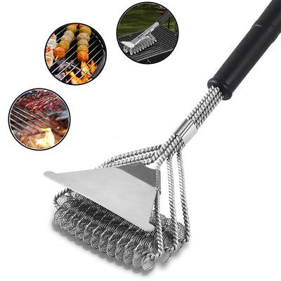 Barbecue Grill BBQ Borstel Schoonmaakgereedschap Veilige Grillborstel en Schraper Roestbestendig Roestvrij Staal Borstelharen Barbecue Accessoires