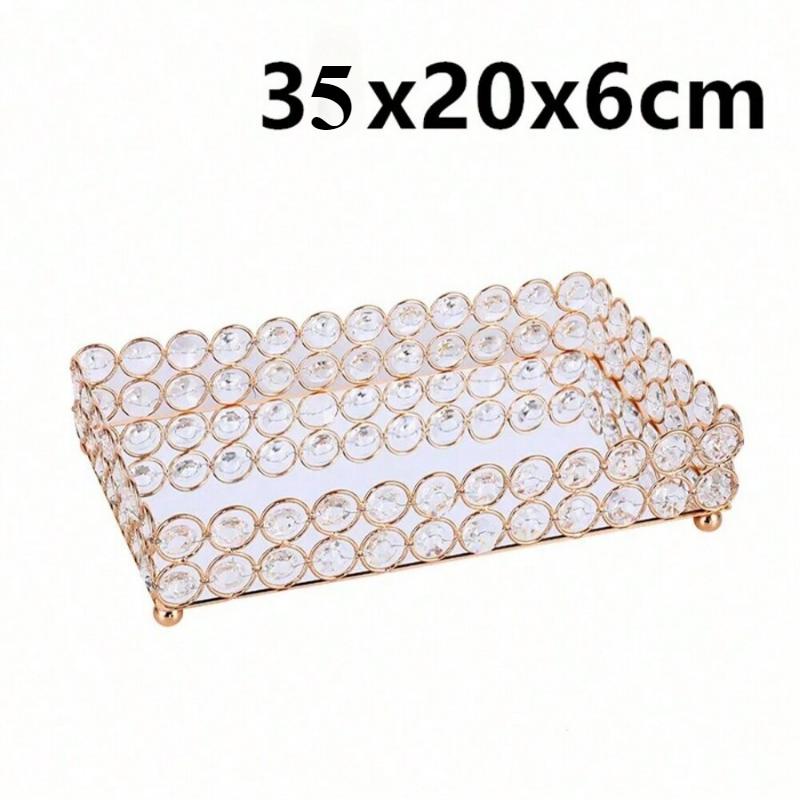 Crystal Mirror Tray, Cosmetics Tray, Perfume and Jewelry Display Tray, Table Decoration Fruit Tray for Holding Metal Cake Tray