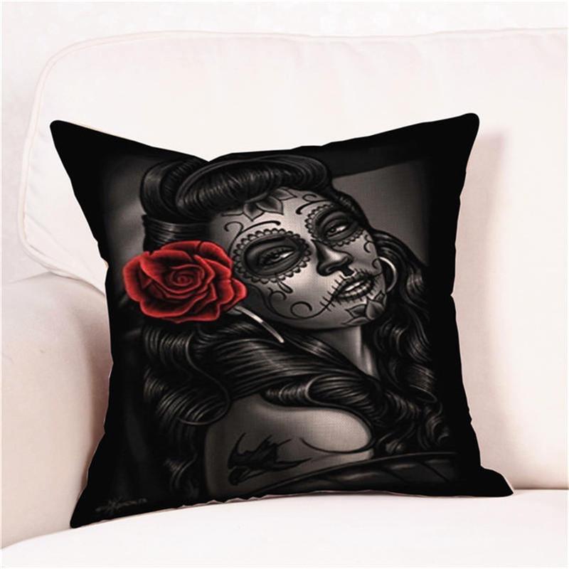 Halloween Cushion Cover Pillowcases Skull Floral Festival Home Decor Square Horror Comfortable Sofa