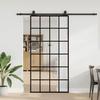 VidaXL Sliding Door Hardware Kit Black 102x205cm ESG Glass, Interior Door, Interior Barn Door, Door 3375935