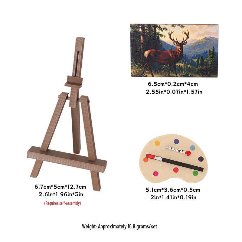 Mini Dollhouse Painting Easel and Palette Ornament - DIY Decorative Scene Accessories