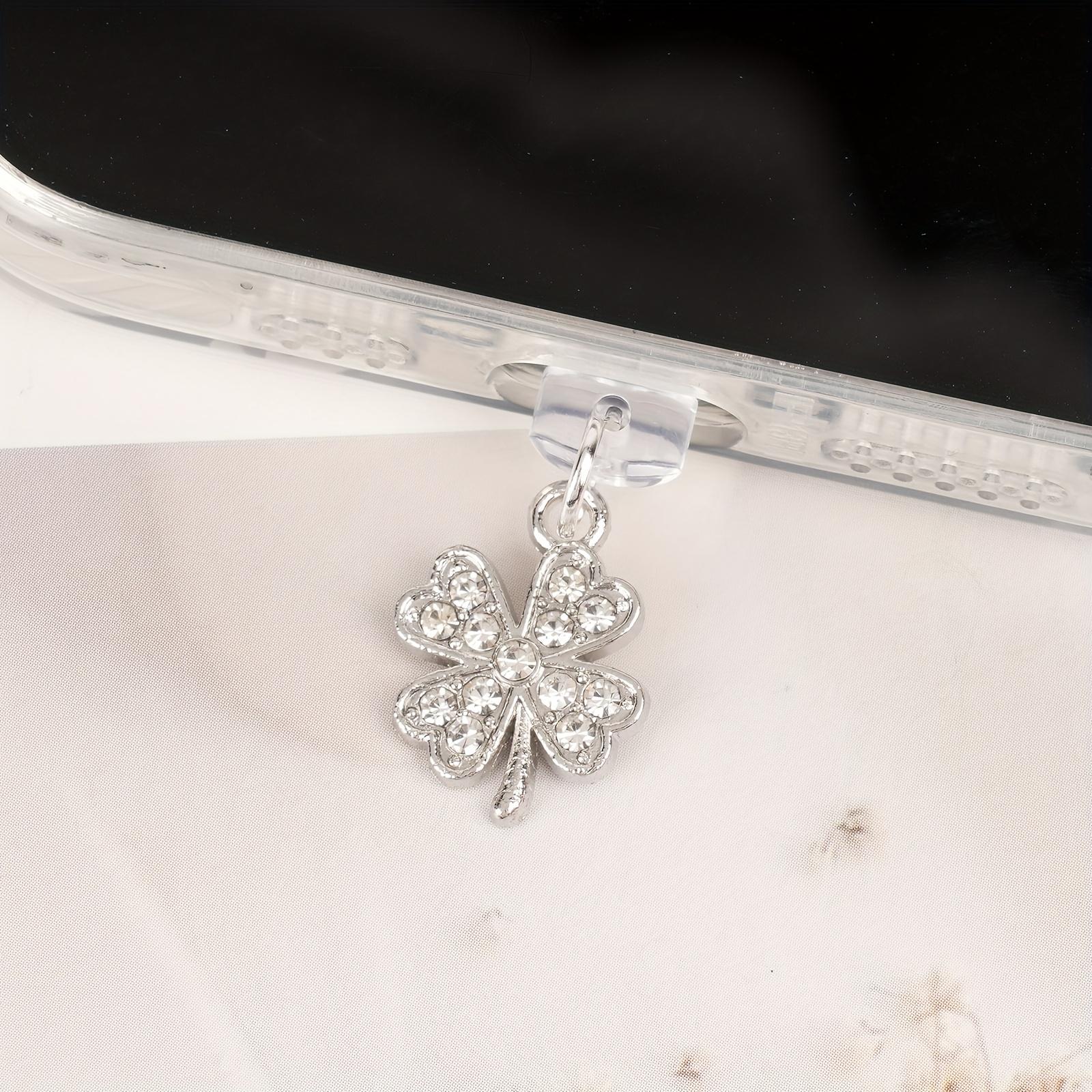 

Lucky Four-Leaf Clover Charm, Mobile Phone Dust Plug Accessory,mobile Phone Decorations,small Gift For Type-C серебряный