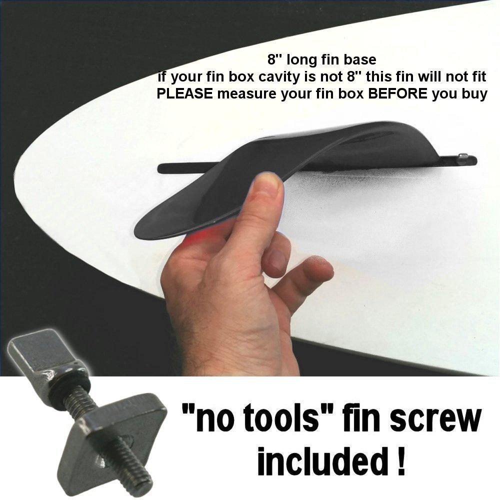 3" Center Fin (Soft Flex Fin) Safety Flex Soft Fin for Longboard/SUP/airSUP/River Rafting saruSURF - Black/ 14x14 Screw Included