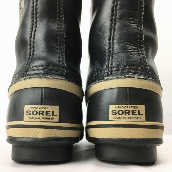 SOREL Premium Leather Snow Boots Lined Black size 23.0(USED)