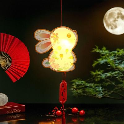 Kreskówkowe lampiony na Święto Środka Jesieni Królik Tradycyjne Święto Lampy Wiszące LED Ręcznie Robiony Pakiet Materiałów Lampion Ręczny
