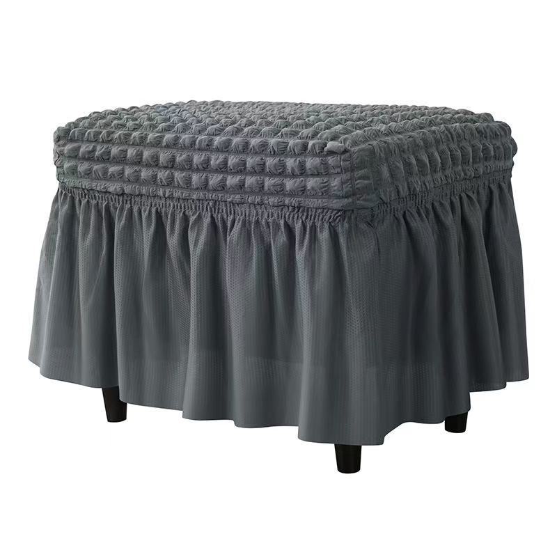 Thickened Bubble Grid Full-cover Skirt Elastic Rectangular Foot Pedal Cover for Home Hotel Footstool Cover Dustproof Cover