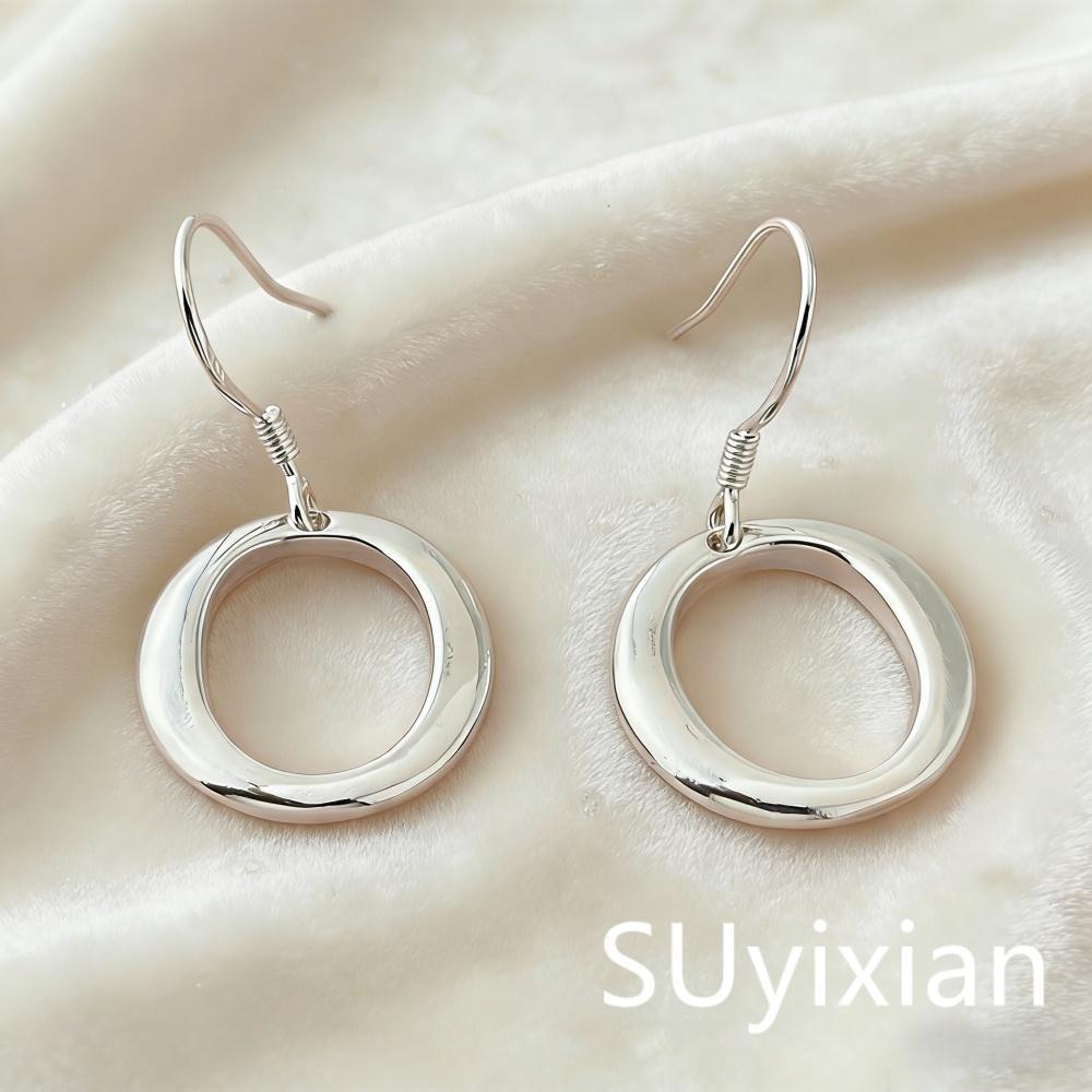925 Sterling Silver Simple Fashion O-Earrings Birthday Party Anniversary Gift Daily Wear