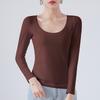 Cotton Crew Neck Slim Fit Long Sleeve Tshirt With Solid Color For Casual Wear