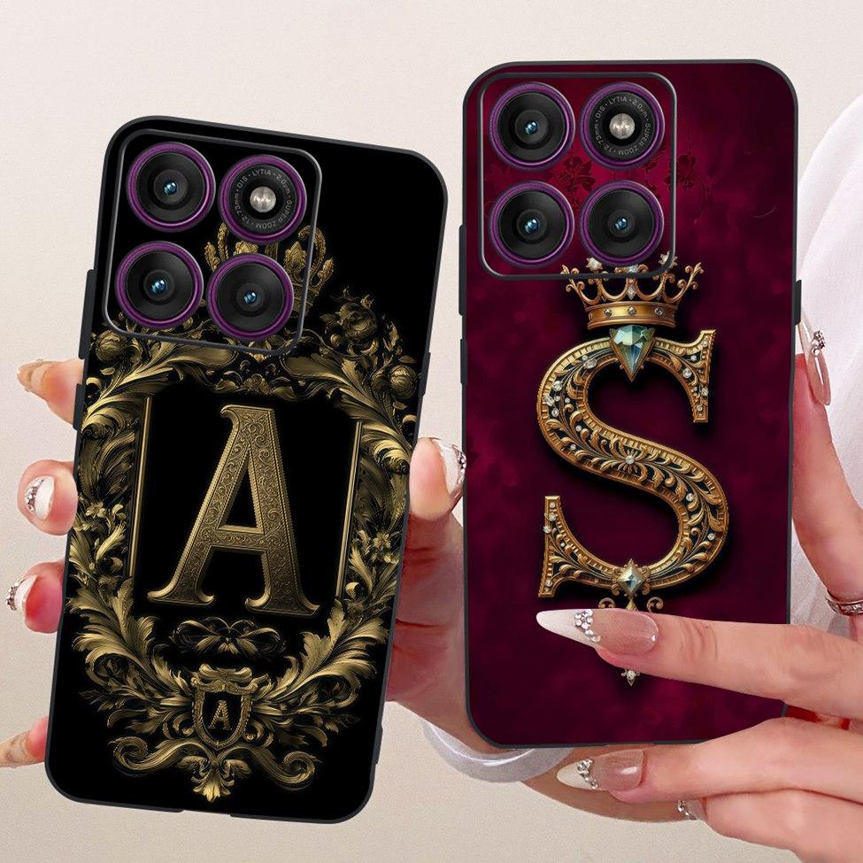 For Motorola Edge 60 Pro Case Silicone Luxury Crown A-Z Letters 2D Painted Soft Casing For Motorola Edge 60Pro XT2507-1 Cover
