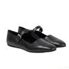 Fashion Spring Summer New Black Square Toe Buckle with Flat Bottom Single Shoe Simple Comfortable Lightweight Versatile Women's Shoes