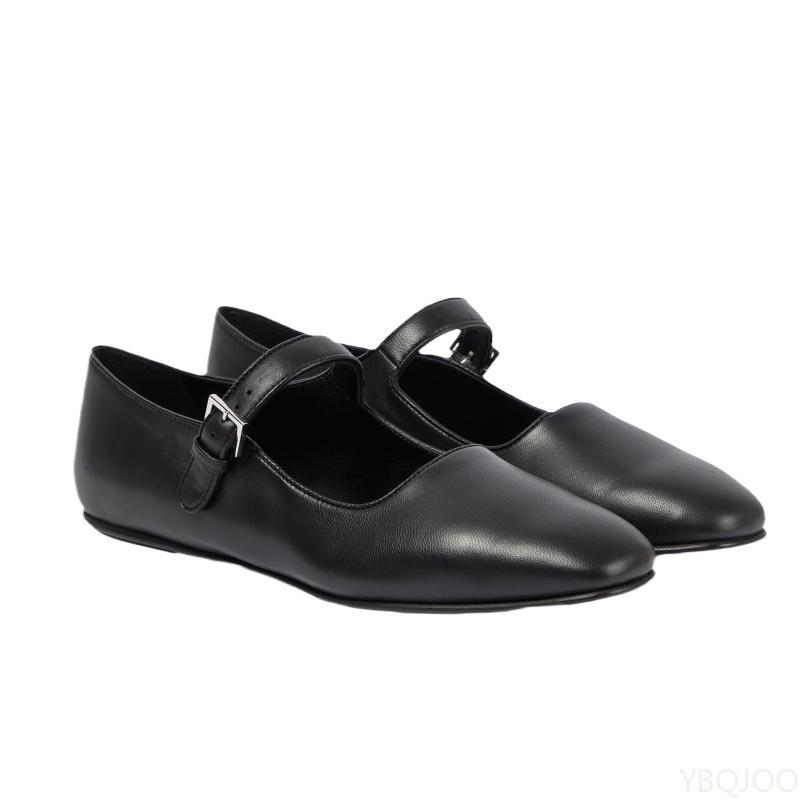 Fashion Spring Summer New Black Square Toe Buckle with Flat Bottom Single Shoe Simple Comfortable Lightweight Versatile Women's Shoes