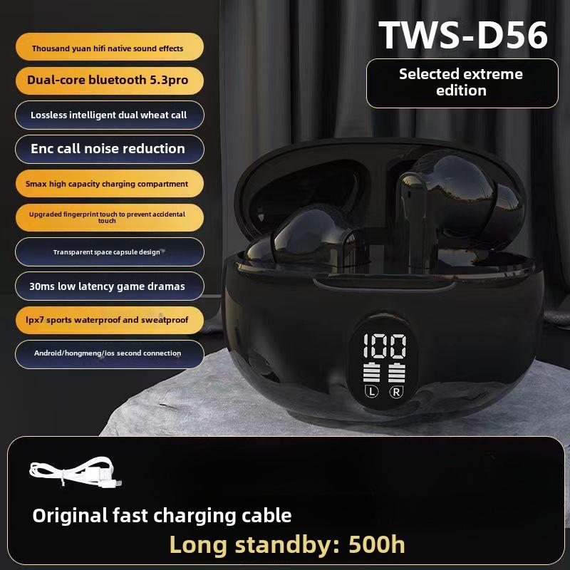 Digital Display Wireless Bluetooth Headset Ultra Long Life Comfortable No Delay Noise Cancelling Universal Gaming Tws Headset