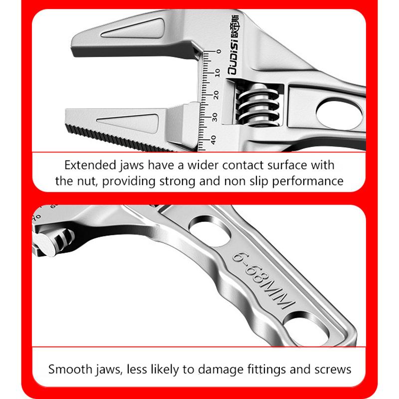 Nastavitelný klíč Multifunkční Dvojí použití/Čtyři použití Velký otevřený klíč Domácí Otevřený Koupelnová trubka Nastavitelný klíč