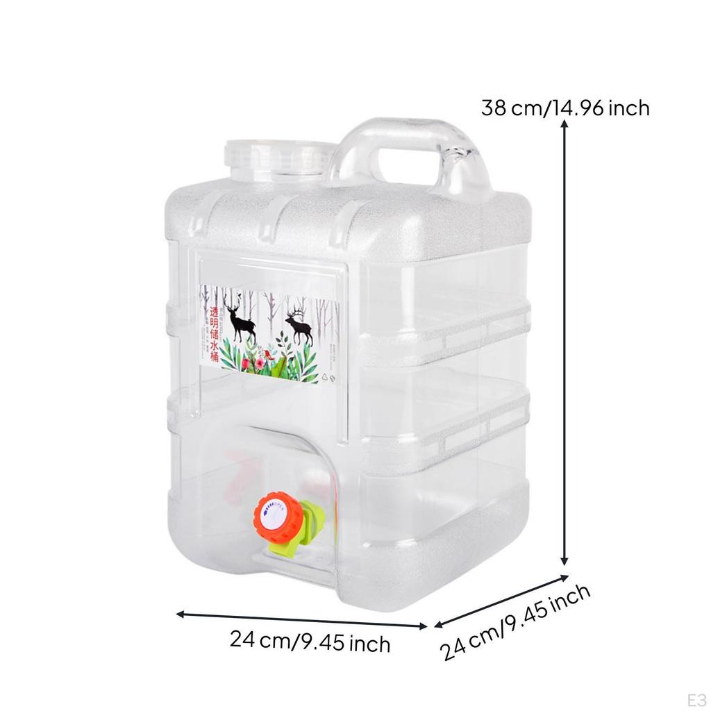 Portable Water Tank with Handle Transparent Bucket Spigot Square for Campers, Journeyers,
