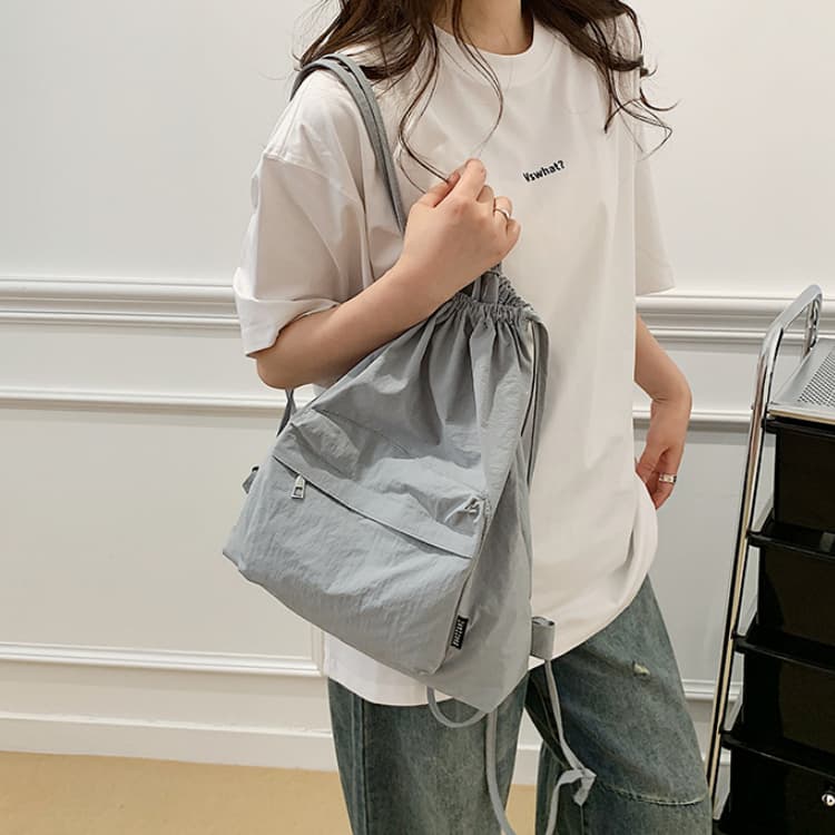 Drawstring nylon backpack women's bundle bag backpack