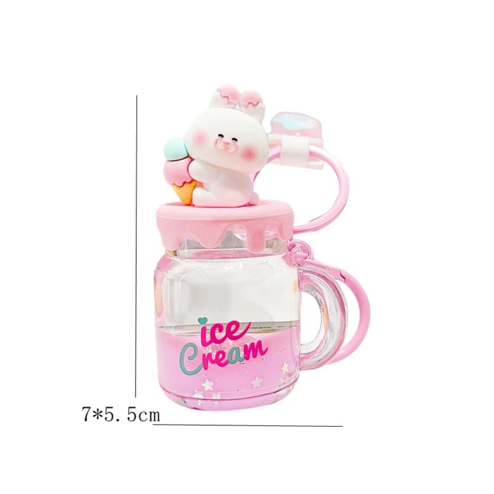 Ice Cream Floating Oil Liquid Keyring Quicksand Bottle Oil Liquid Keychain  Girl Gift