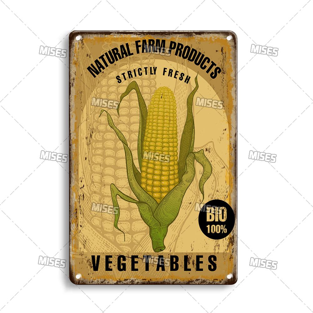 MISES Fruit And Vegetable Metal Poster Decorative Plate Kitchen Vintage Poster Home Bar Farm Industrial Decor Metal Tin Sign
