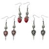 Retro Gothic Vampire Bat Bowknot Skeleton Red Drip Glaze Heart Pendant Dangle Earrings for Women Hallowmas Scary Jewelry Gifts