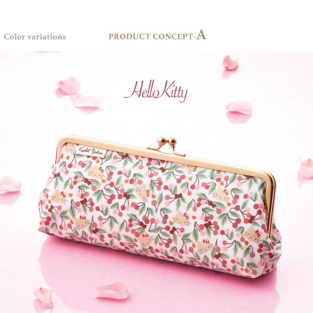 Sanrio Characters Liberty Print Clasp Pen Large Pencil Makeup Floral Made in Hello Cherries Pink Case, Capacity, Case, Pouch, Pattern, Stationery,