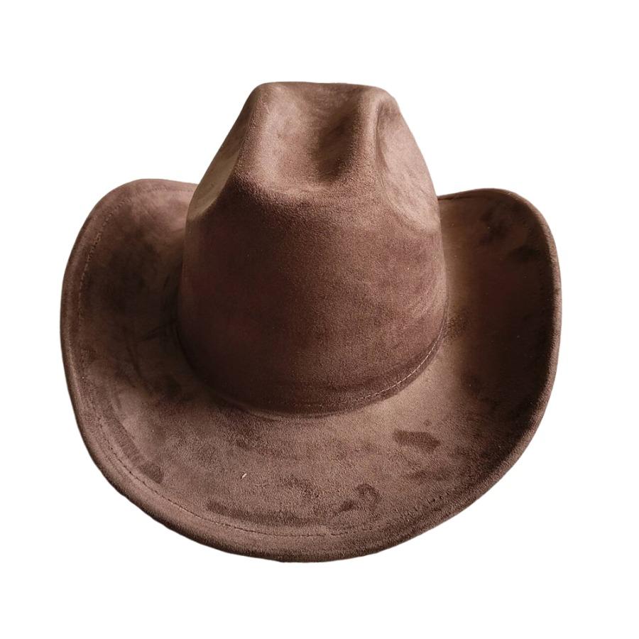 Cow Head Belt Suede Leather 7.5Cm Western Cowboy Fedora Hat Women'S Men'S Church Jazz Hat Fashion Travel Party Hat Denim Hat