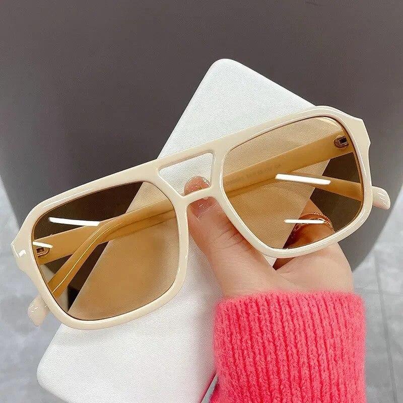 Retro Personalized UV Resistant Glasses Trendy Candy Colored Square Double Beam Sunglasses Classic Men Women Driving Sunglasses