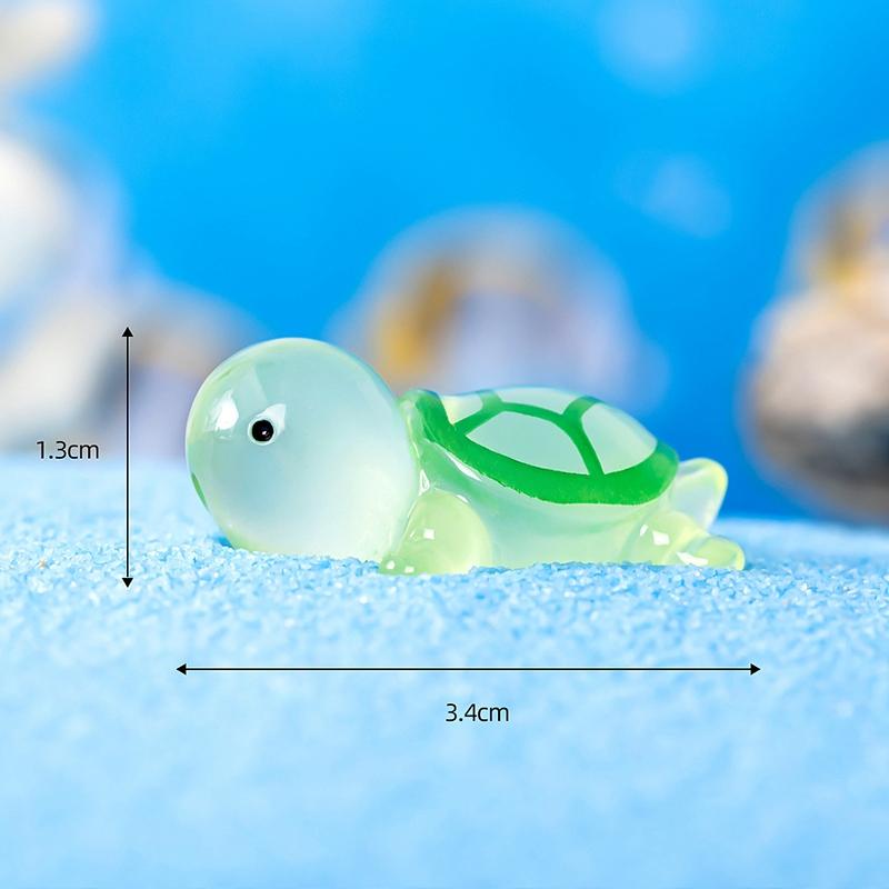 10Pcs Mini Turtle Miniature Figurine Resin Luminous Cute Turtle Ornaments Home Office Micro Landscape Creative Gift For Kid