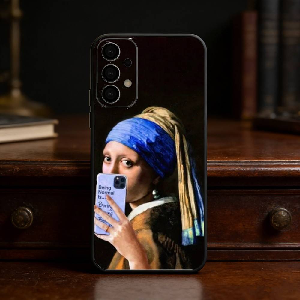 Girl With A Pearl Earring Vermeer phone Case For Samsung S25,24,21,22,23,30,Ultra,20,Plus,Fe,Lite,Note Soft Black Cover