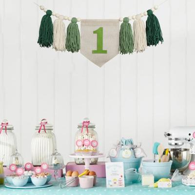Bannière Chaise Haute Filles Garçons Fête d'Anniversaire Décoration Chambre Bébé Enfants Accessoire Photo Anniversaire Bannière 1er Anniversaire pour Chaise Haute
