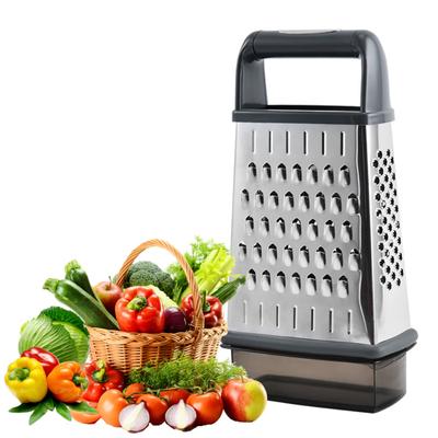 Container Professional Vegetable Cutter 4-Sided Stainless Steel Shredder for Kitchen Box Grater for Ginger Potatoes