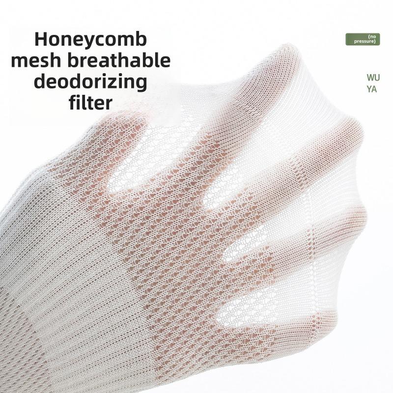5 Pairs of Women's Spring and Summer Thin 7A Antibacterial Deodorant Mesh Sweet Cotton Short Boat Socks