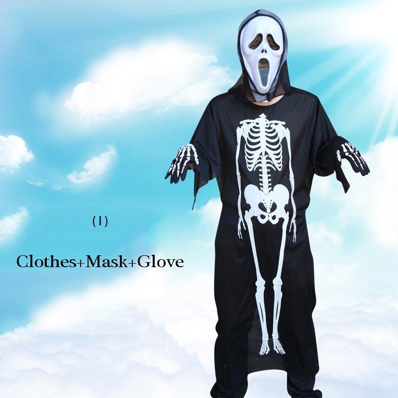 Premium Quality Halloween Costume Masquerade With Human Skeleton Ghost And Devil Mask