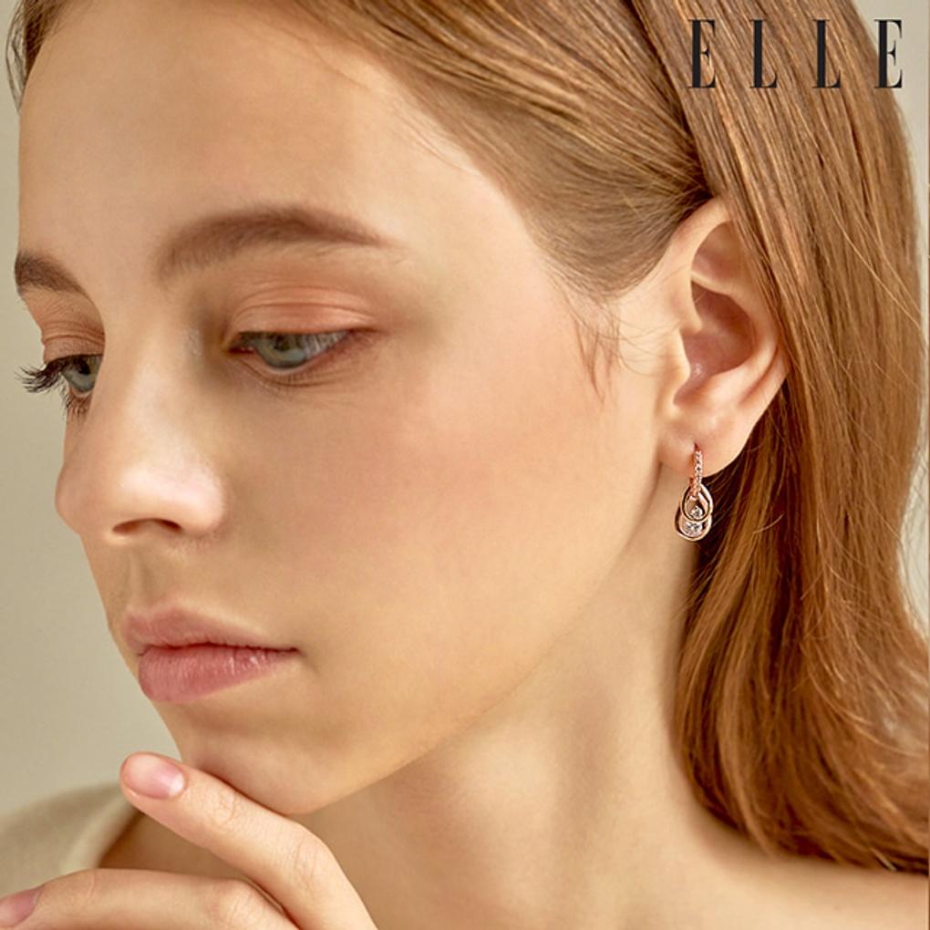 14K Water Drop One-Touch Earrings (Gold Pin) ELGPEE408