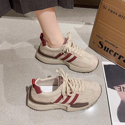 Plateau-Laufschuhe Damen 2024 Herbst neue Modelle zeigen Füße klein lässige Sport-Board-Schuhe vielseitig und beliebt Dexun Papa-Schuhe