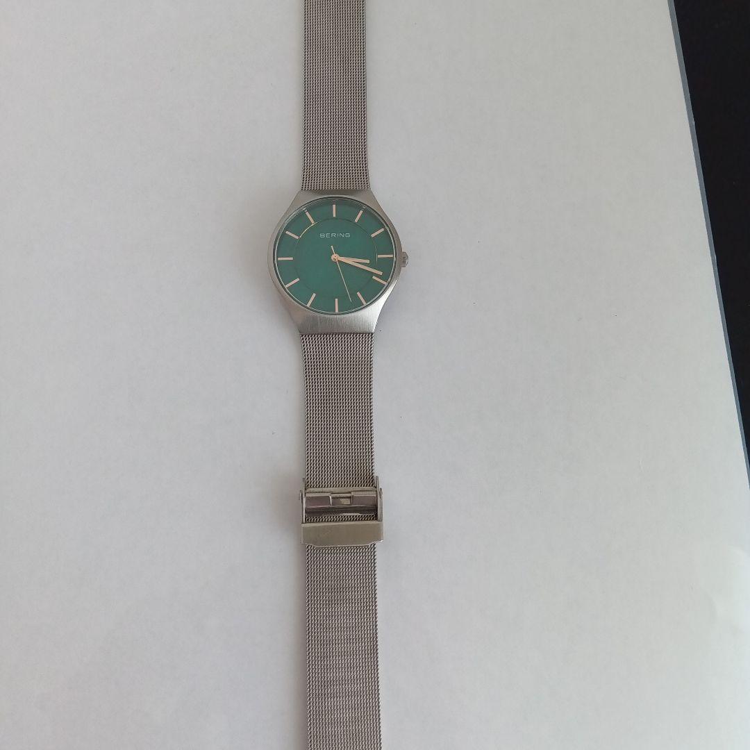 Used BERING green dial mesh band watch