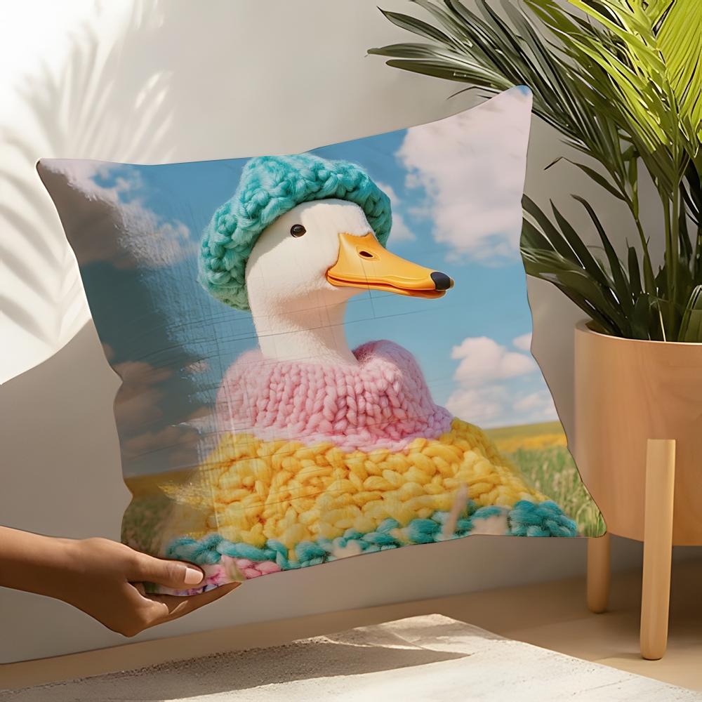 2 Funny And Cheerful Duck Pattern Pillow Case Home Living Room Decoration Linen Pillowcover Pillow Cases Cushion Cover
