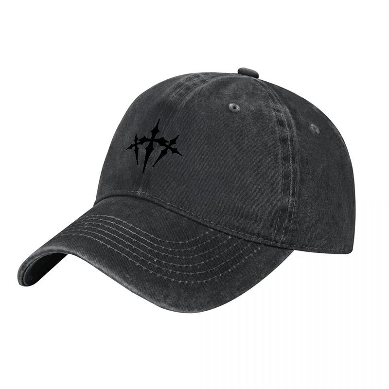 Dark Wash Canvas Baseball Cap Black Abstract Symbol Unisex Adjustable Casual Streetwear Outdoor