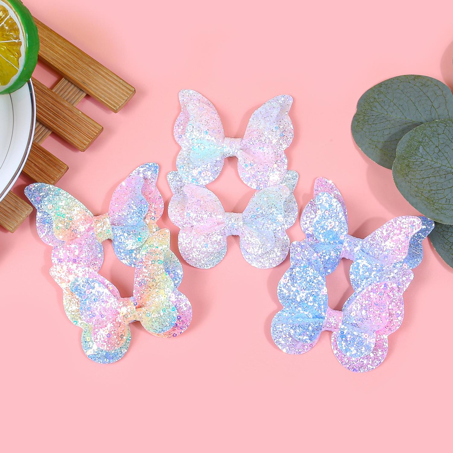 

6 шт. Блестящие банты для волос Заколки для волос для девочек Детей Двойные Блестящие Банты-бабочки Заколки Детские Аксессуары для волос