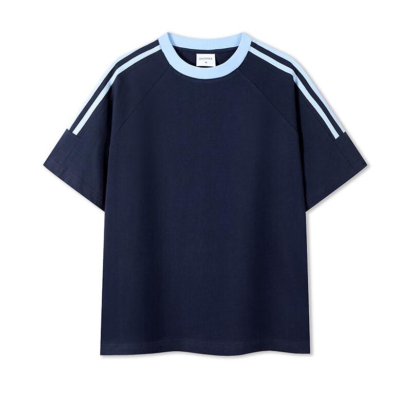 JIAOXIU Sporty Three-Stripe Patchwork T-Shirt M