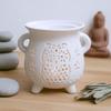 Oil Burner Owl Cauldron White