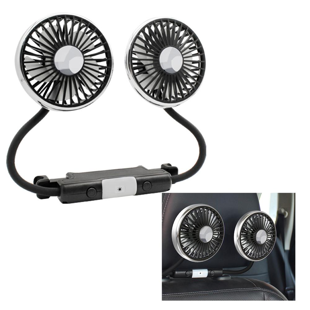 360° Rotation Dual Head Car Fan 3 Speeds USB Powered For Back Seat Air Cooling Heating Cooling & Vents HVAC Systems & Parts