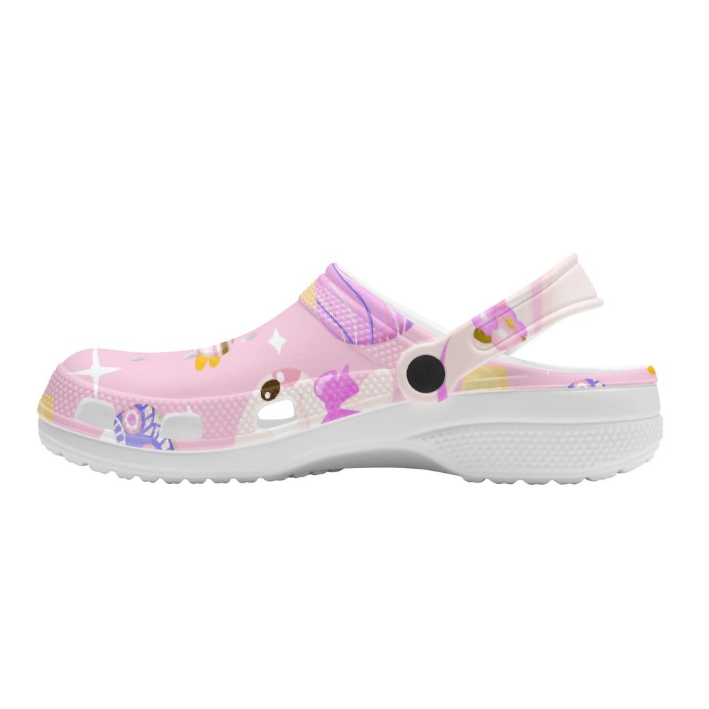 White Printed EVA Casual Clogs for Women Men Soft Sole Lightweight Breathable Slip On Sandals Slippers Summer Daily Leisure Shoes