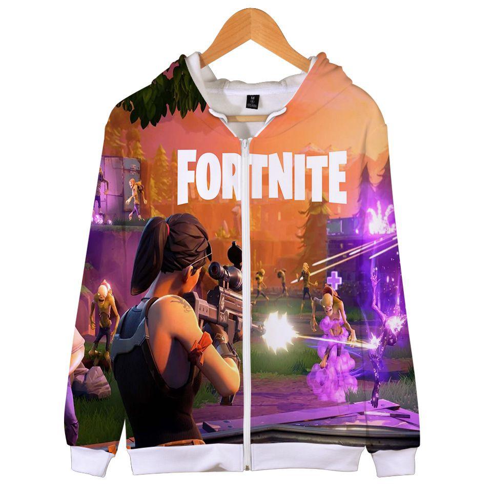 Fortnite Hoodie 3d Print Zipper Sweatshirts Battle Royal Cosplay Costume