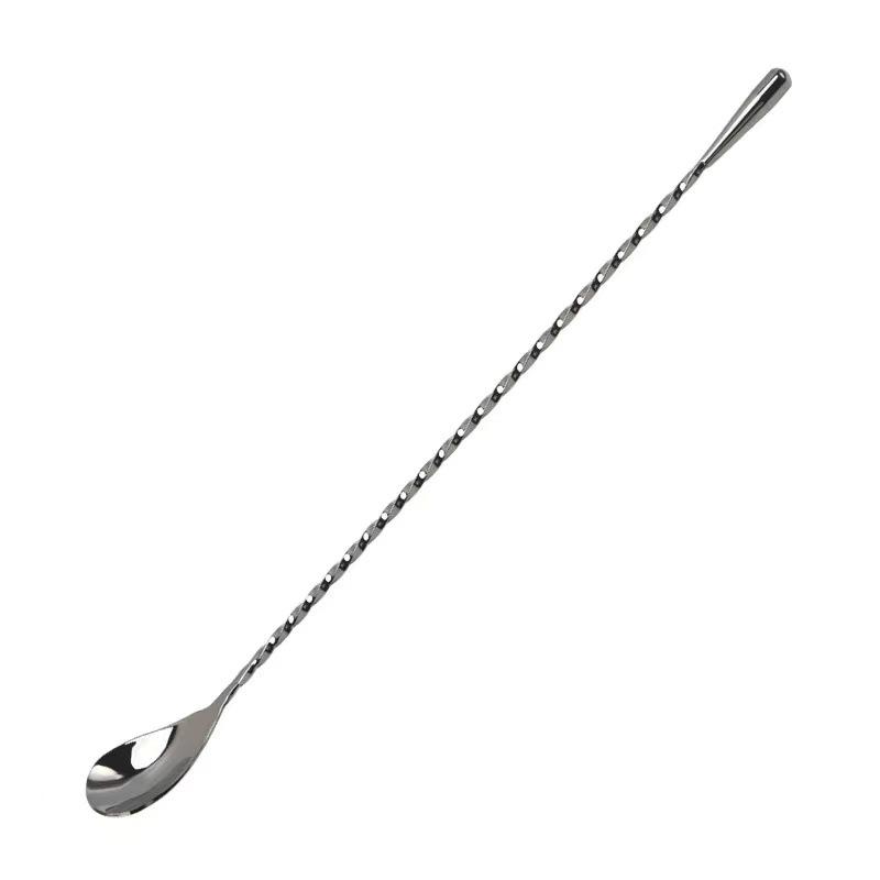 Teardrop Bar Spoon: Stainless Steel Fine Threaded Cocktail Stirrer