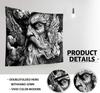 Mythical Bearded Man Black White Tapestry, Winged Divine Face Vintage Decorative Wall Hanging, Ethereal Tapestries Aesthetic for