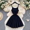 Noble Sense French Retro Autumn Dress: Spaghetti Strap, Waist-Cinching, Slimming Pleated Stripe Knit, 2025 Women's Collection
