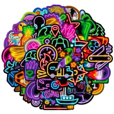 50 Neon Creative DIY Graffiti Stickers Waterproof Personal Decorative Luggage Colorful Cartoon Stickers