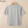 ZANZEA Women Summer Round Neck Lace Patchwork Casual Short Sleeve T-shirt
