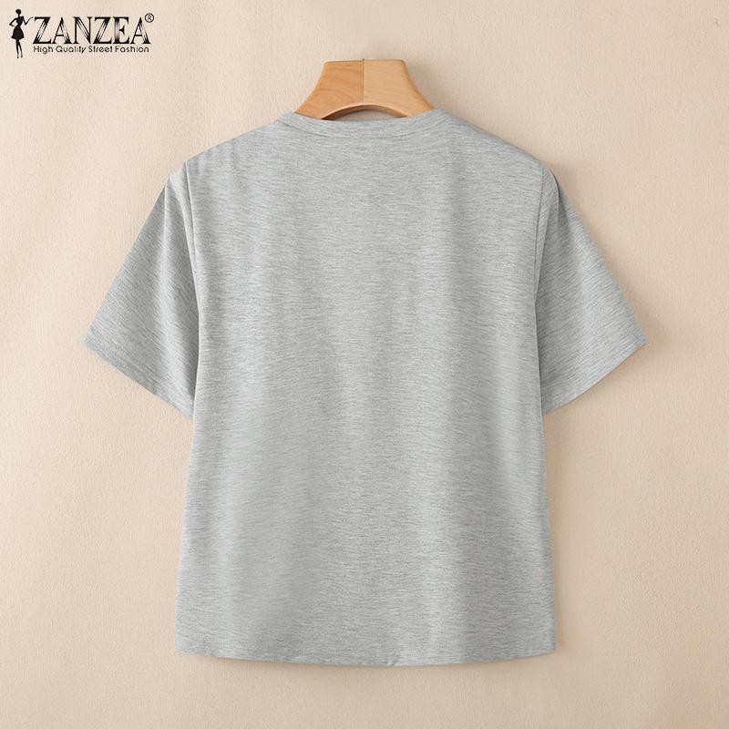 ZANZEA Women Summer Round Neck Lace Patchwork Casual Short Sleeve T-shirt